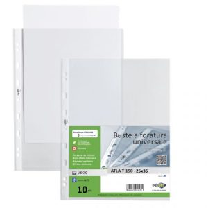 Busta trasparente foratura laterale 10 pz.